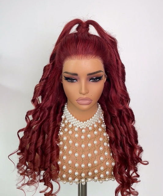26 Inch 13x4 Full Frontal Glueless 3D Body Wave 99J Wig  220% Density Human Hair
